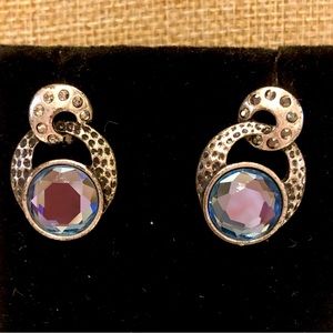 Kiam Family by Lia Sophia Earrings- antique silver w/ blue crystal & rhinestones